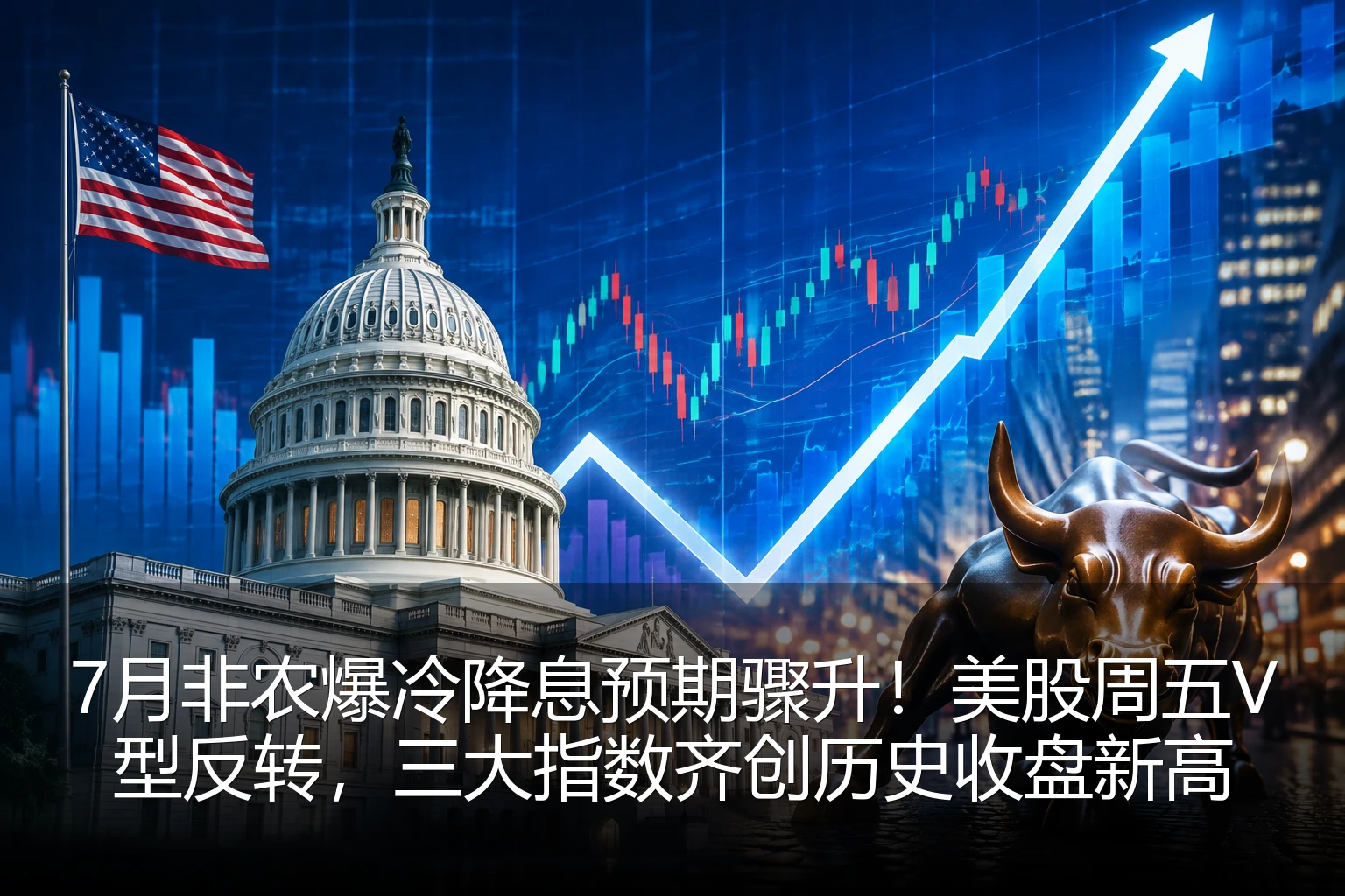 7月非农爆冷降息预期骤升！美股周五V型反转，三大指数齐创历史收盘新高